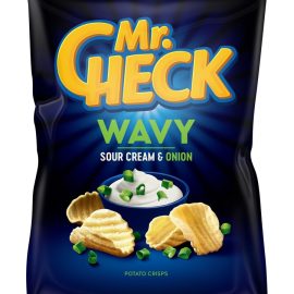 Chipsy ziemniaczane Mr.Check o smaku śmietankowo-cebulowym, 90 g.