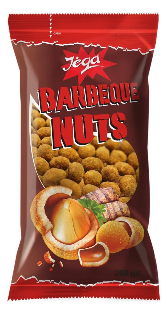 JĖGA žemės riešutai luobelėje barbeque skonio, 200 g.