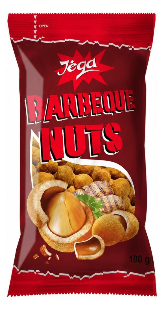 JĖGA žemės riešutai luobelėje barbeque skonio, 100 g.