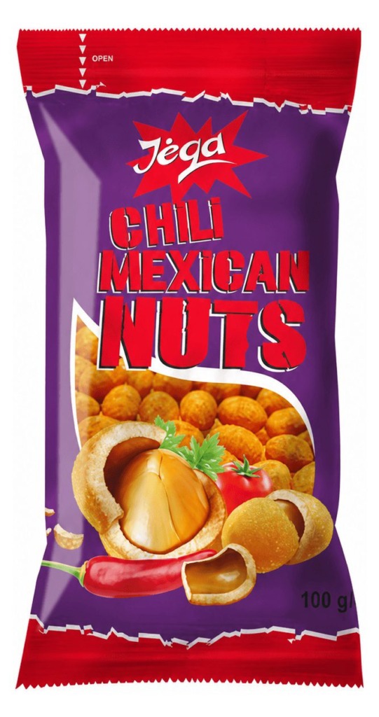 Arachidi ricoperte JĖGA al gusto Mexican Chili, 100 g.